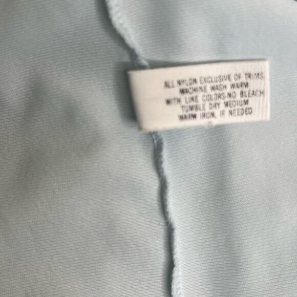 Vintage 80s Shadowline Pajama Top Light Blue Lace Trim Button Up Women Medium - Picture 9 of 13